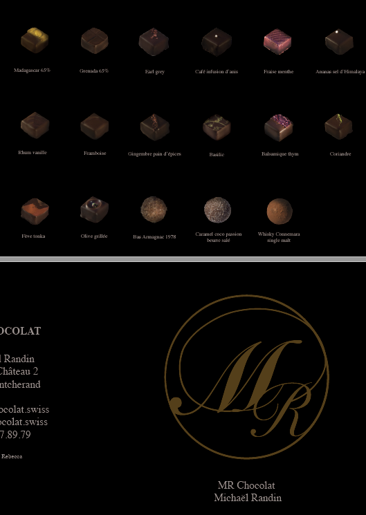 Listes des chocolats individuels